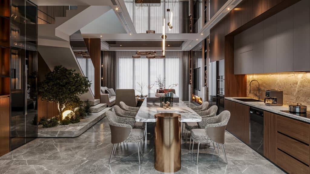 High-rise penthouse with city views